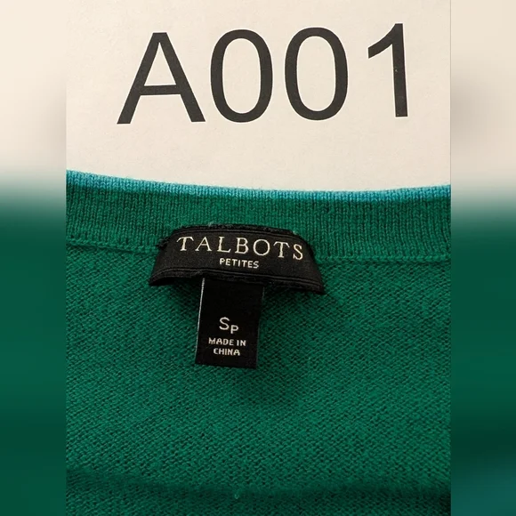 Talbot's Womans Green Cardigan Argyle 5% Cashmere Size SP - Picture 11 of 11